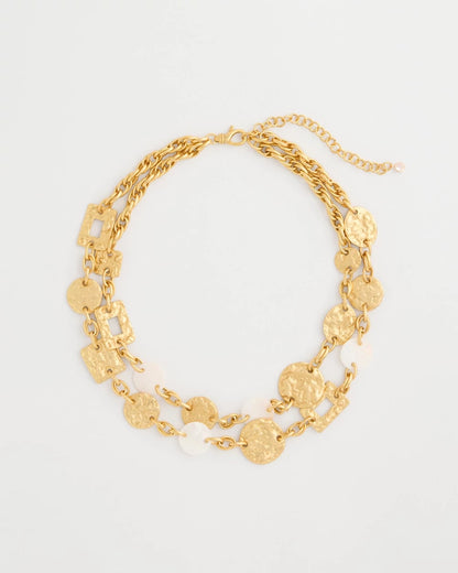 Chico's Top Pick - Pearl Hammered Short Necklace Gold