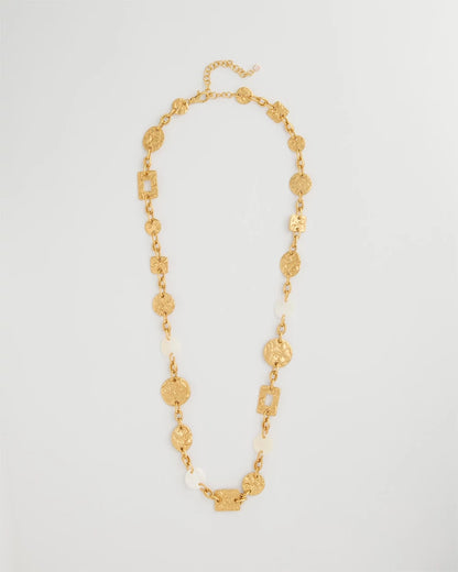 Chico's Top Pick - Pearl Hammered Long Necklace Gold