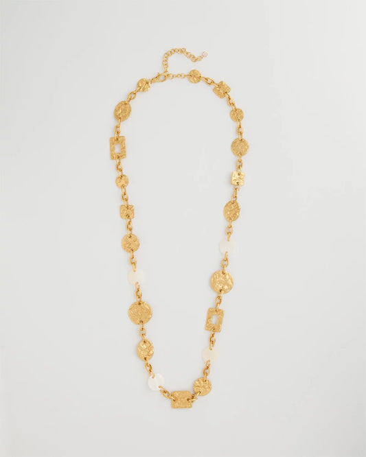 Chico's Top Pick - Pearl Hammered Long Necklace Gold