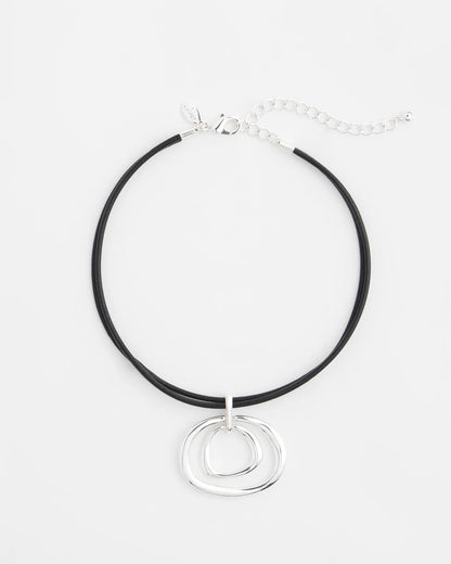 Chico's Sale - Silver Tone Rings Pendant Necklace Silver