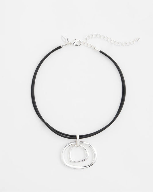 Chico's Sale - Silver Tone Rings Pendant Necklace Silver