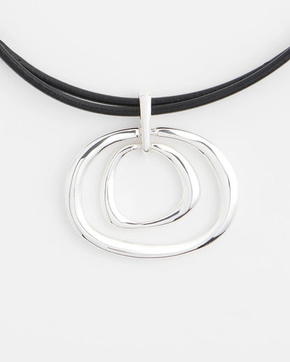 Chico's Sale - Silver Tone Rings Pendant Necklace Silver