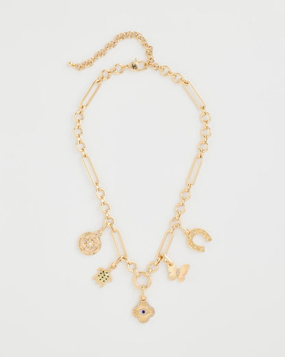 Chico's Essential - Shiny Goldtone Novelty Charm Necklace Gold