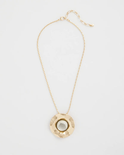 Chico's New - Green Gold Short Pendant Necklace Green