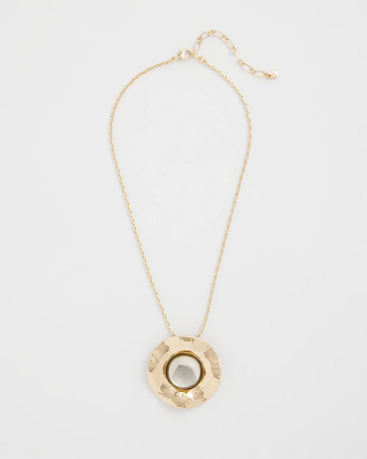Chico's New - Green Gold Short Pendant Necklace Green
