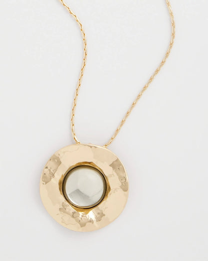 Chico's New - Green Gold Short Pendant Necklace Green