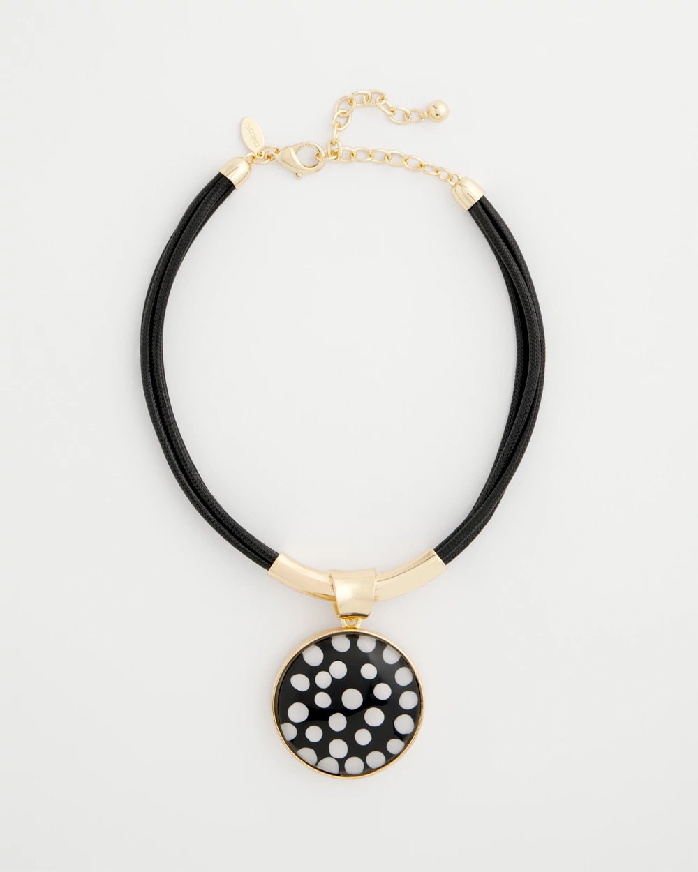 Chico's Signature - Polka Dot Pendant Necklace Black/White