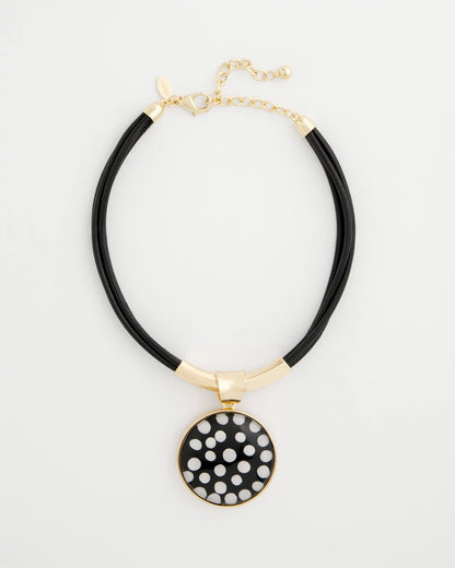 Chico's Signature - Polka Dot Pendant Necklace Black/White