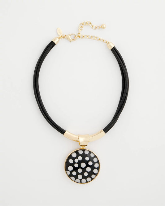 Chico's Signature - Polka Dot Pendant Necklace Black/White
