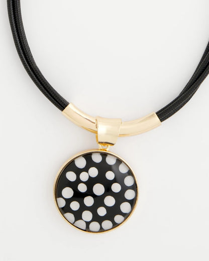 Chico's Signature - Polka Dot Pendant Necklace Black/White