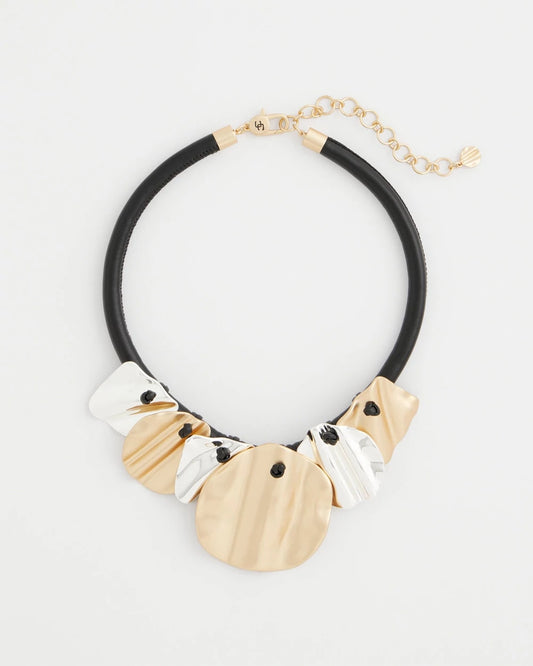 Chico's Hot Sale - Crinkle Mixed Metal Bib Necklace Mixed Metals