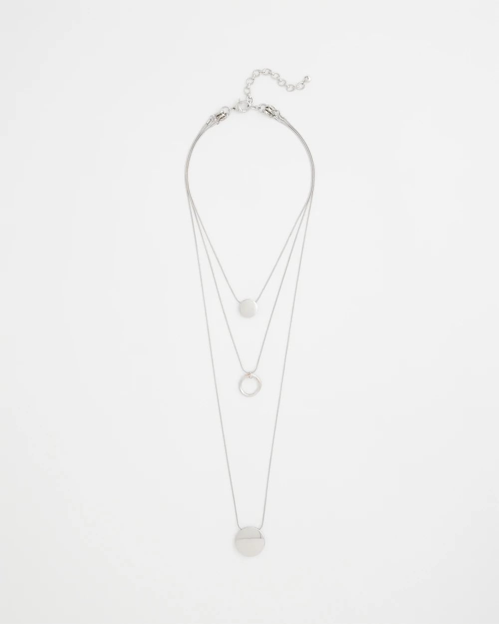 Chico's Trending - Silver Triple Pendant Necklace Silver