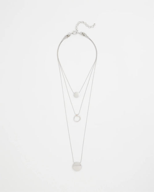 Chico's Trending - Silver Triple Pendant Necklace Silver