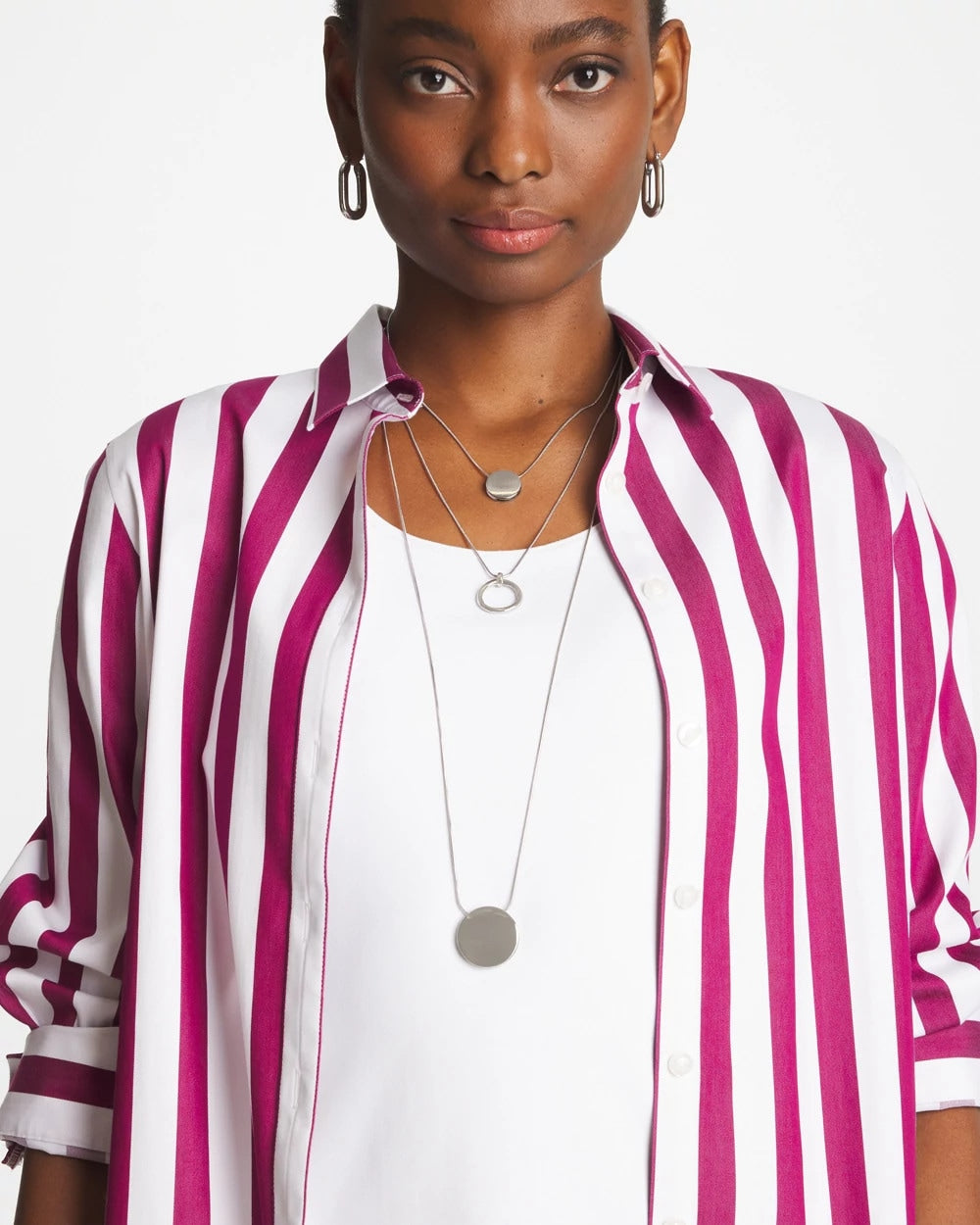 Chico's Trending - Silver Triple Pendant Necklace Silver