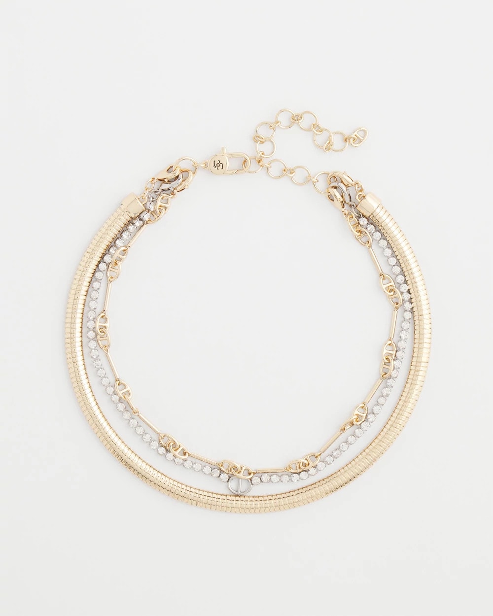 Chico's Trending - Mixed Metal Link Triple-Strand Necklace Mixed Metals