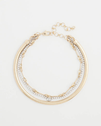 Chico's Trending - Mixed Metal Link Triple-Strand Necklace Mixed Metals