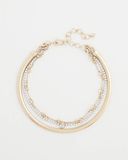 Chico's Trending - Mixed Metal Link Triple-Strand Necklace Mixed Metals