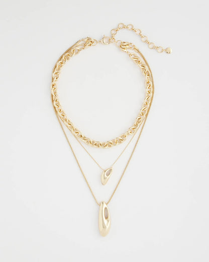 Chico's Discount - Convertible Three-Strand Pendant Necklace Gold