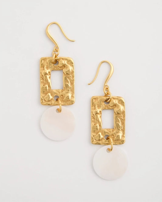 Chico's Featured - Pearl Hammered Drop Earrings Gold
