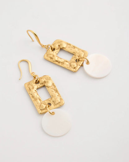 Chico's Featured - Pearl Hammered Drop Earrings Gold
