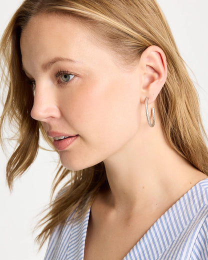Chico's Exclusive - Silvertone Textured Hoop Earrings Silver