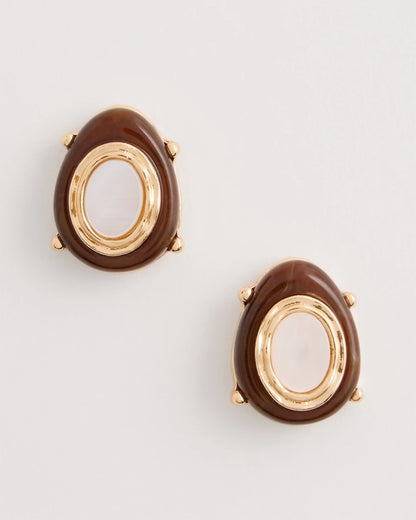 Chico's Customer Favorite - Genuine River Shell Stud Earrings Brown