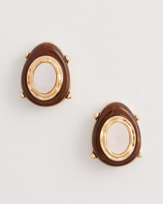 Chico's Customer Favorite - Genuine River Shell Stud Earrings Brown