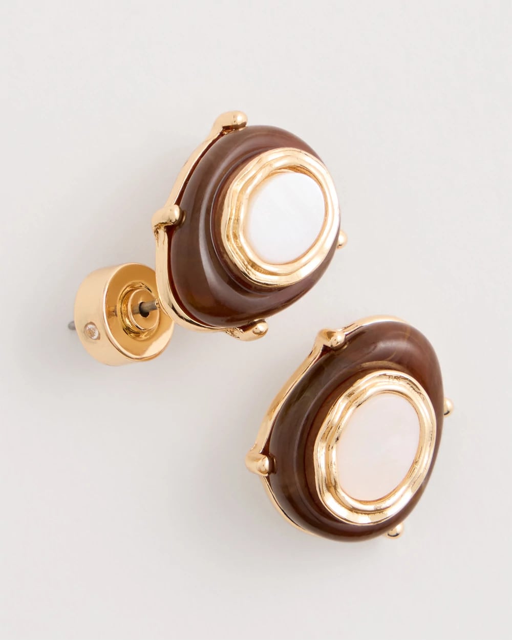 Chico's Customer Favorite - Genuine River Shell Stud Earrings Brown