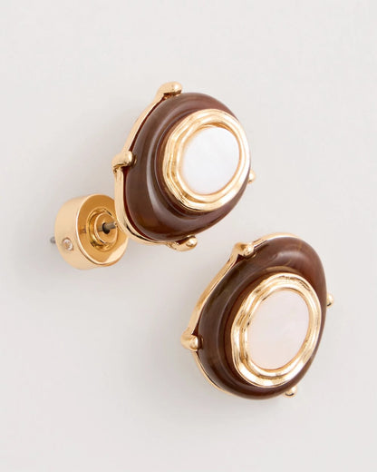 Chico's Customer Favorite - Genuine River Shell Stud Earrings Brown