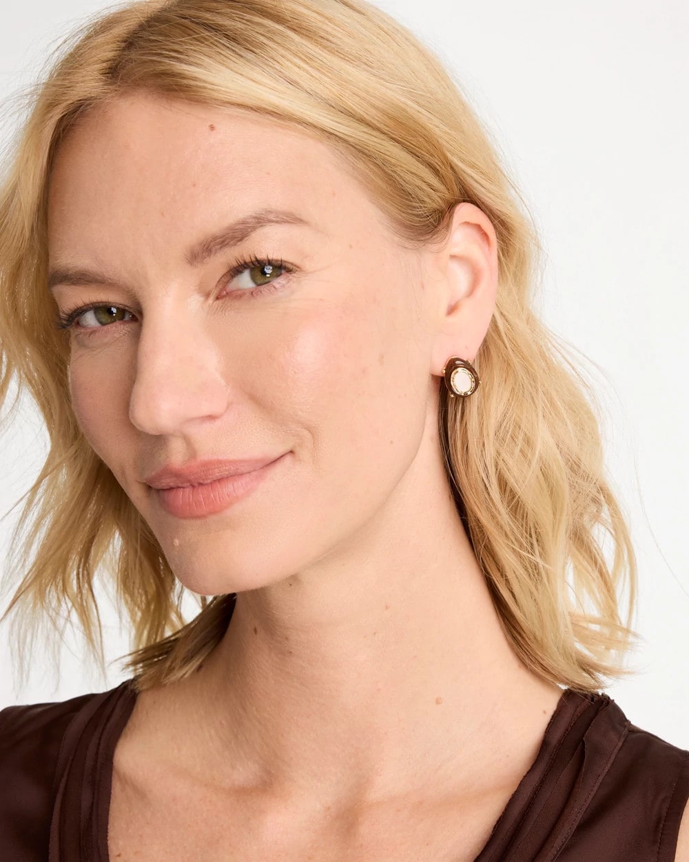 Chico's Customer Favorite - Genuine River Shell Stud Earrings Brown