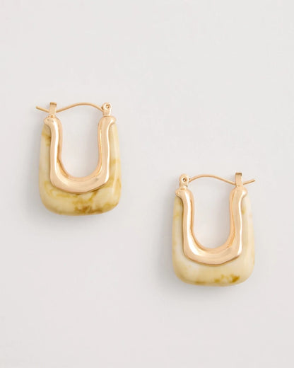Chico's Latest - Neutral Goldtone Square Hoop Earrings Neutral