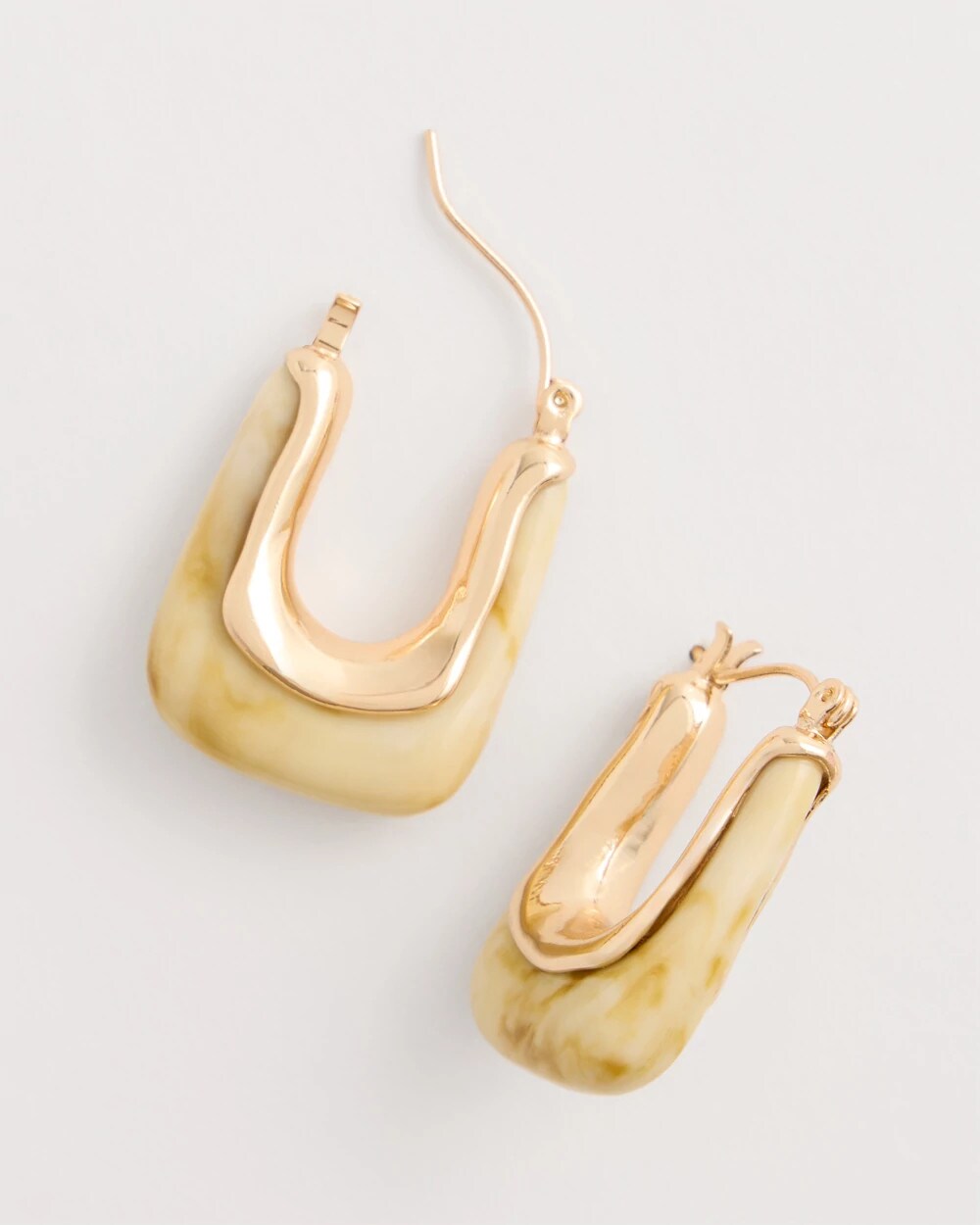 Chico's Latest - Neutral Goldtone Square Hoop Earrings Neutral