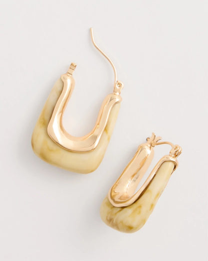 Chico's Latest - Neutral Goldtone Square Hoop Earrings Neutral