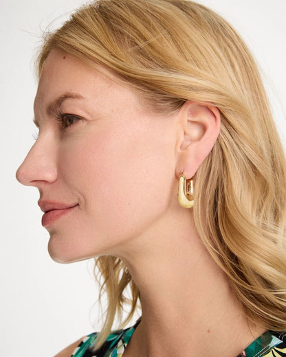 Chico's Latest - Neutral Goldtone Square Hoop Earrings Neutral