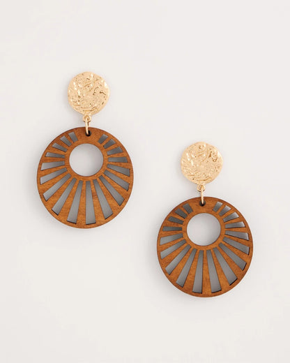 Chico's Value - Wood Carved Sun Drop Earrings Brown