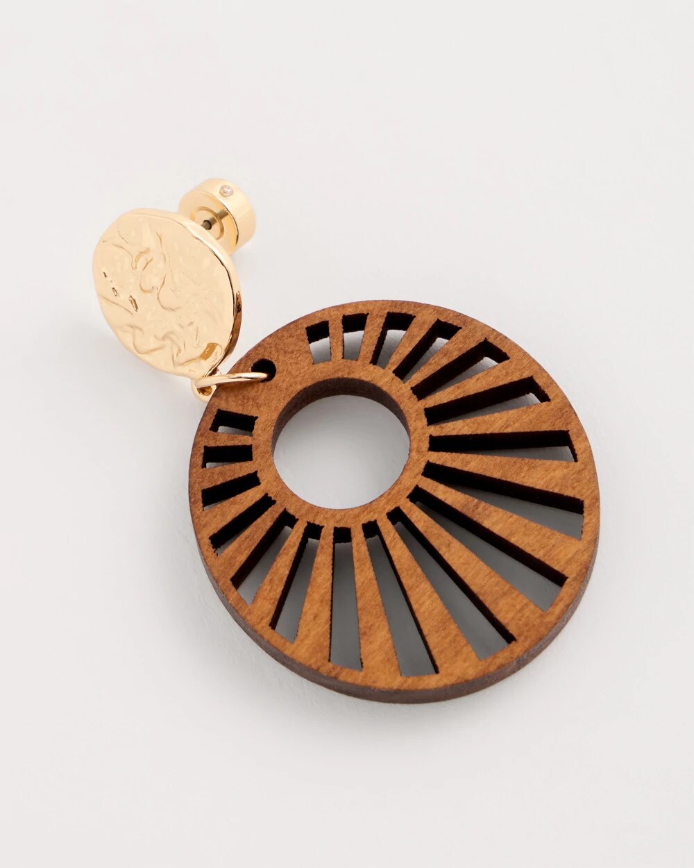 Chico's Value - Wood Carved Sun Drop Earrings Brown