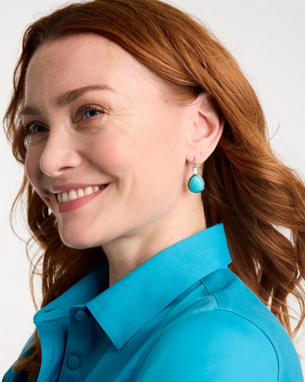Chico's Recommended - Genuine Jade Teal Teardrop Earrings Teal