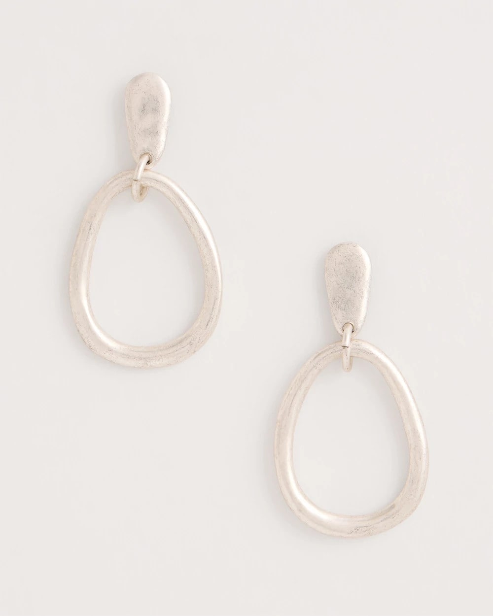 Chico's Latest - Silvertone Open Circle Drop Earrings Silver