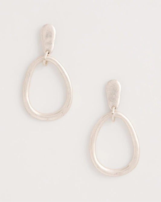 Chico's Latest - Silvertone Open Circle Drop Earrings Silver