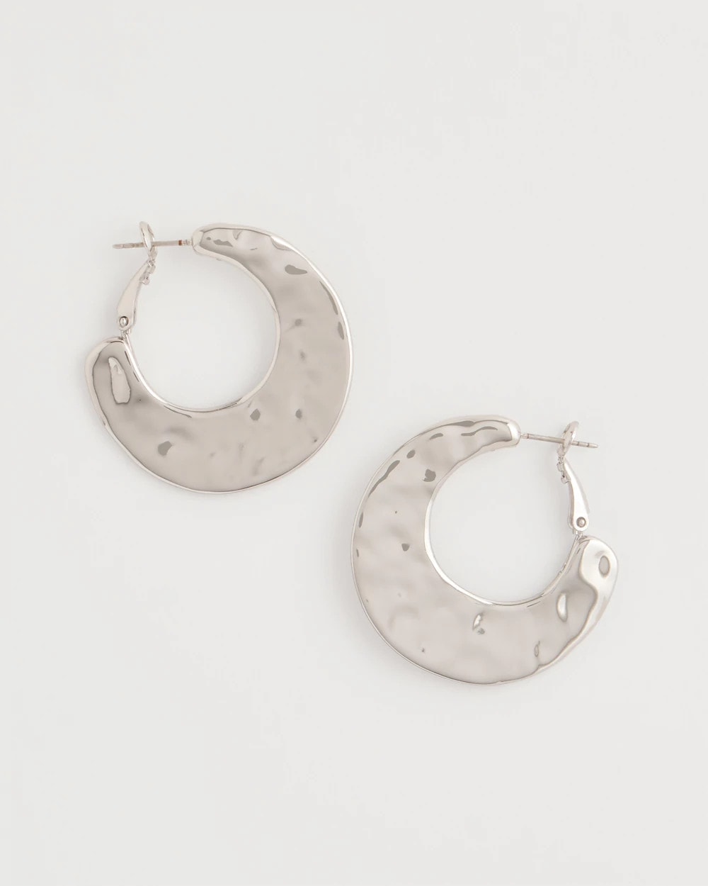 Chico's Discount - Hammered Hoop Earrings Silver