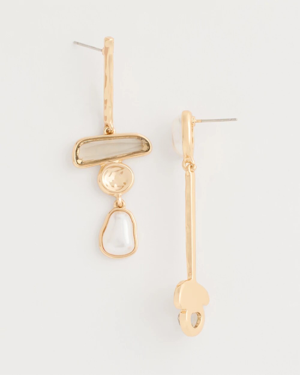 Chico's Latest - Asymmetrical Pearlescent Linear Earrings Pearl