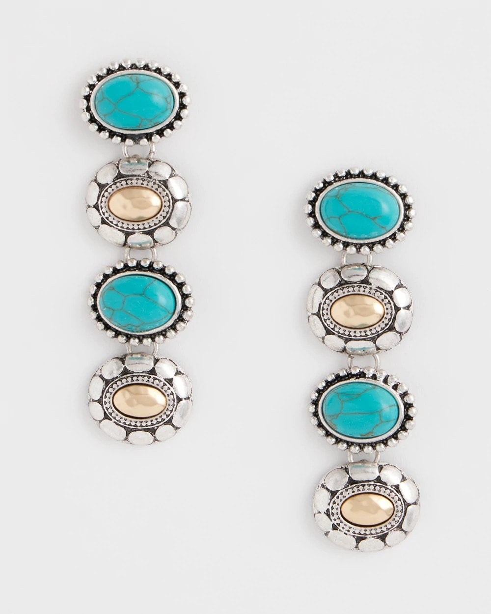 Chico's Value - Turquoise Mixed Metal Linear Earrings Turquoise