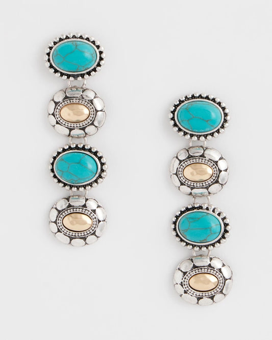 Chico's Value - Turquoise Mixed Metal Linear Earrings Turquoise