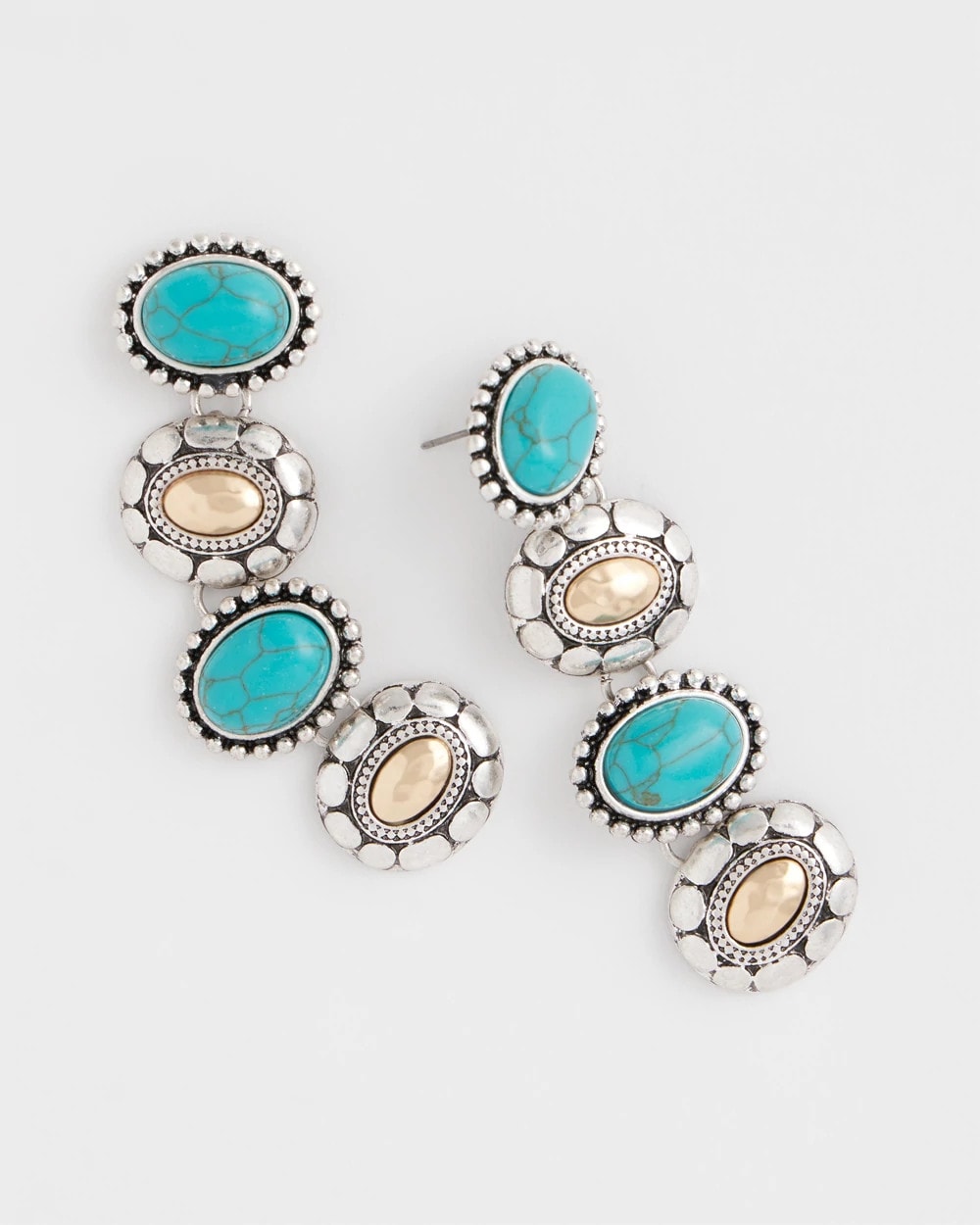 Chico's Value - Turquoise Mixed Metal Linear Earrings Turquoise