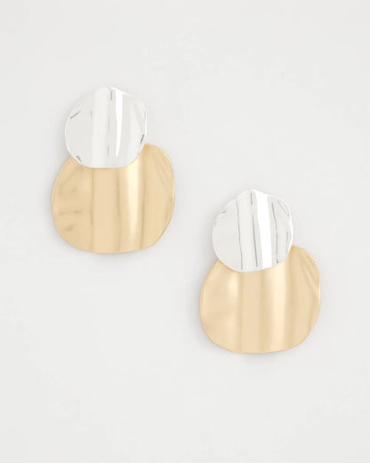 Chico's Customer Favorite - Crinkle Mixed Metal Earrings Mixed Metals