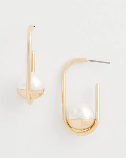 Chico's Latest - Pearl Gold Hoop Earrings Pearl