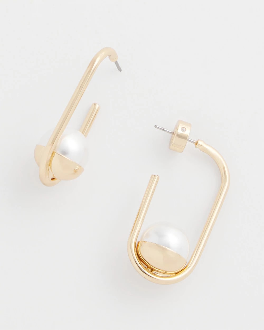 Chico's Latest - Pearl Gold Hoop Earrings Pearl