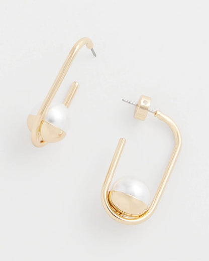 Chico's Latest - Pearl Gold Hoop Earrings Pearl