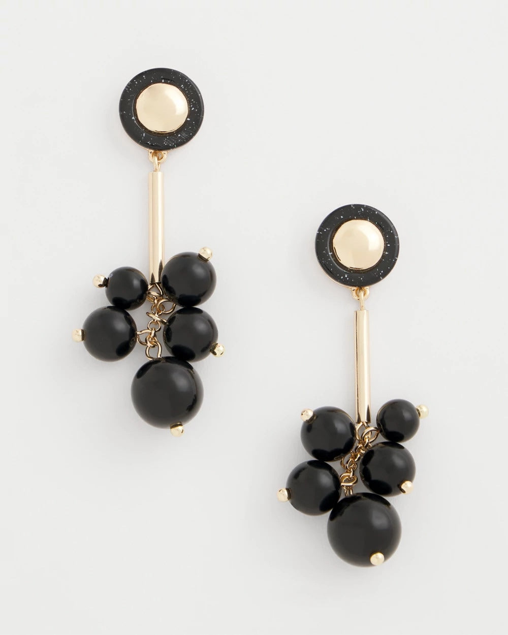 Chico's Everyday - Linear Black Bead Cluster Earrings Black