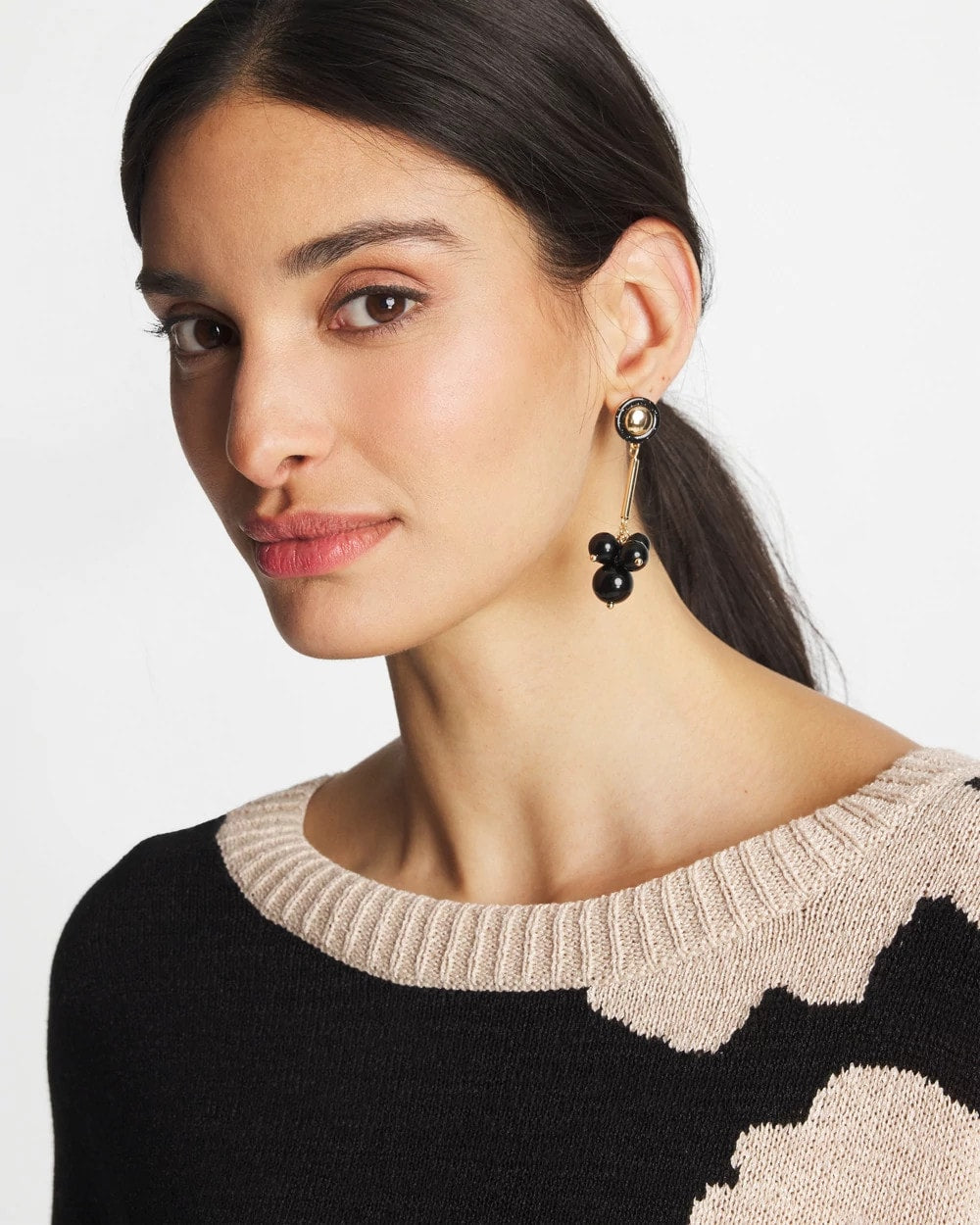 Chico's Everyday - Linear Black Bead Cluster Earrings Black